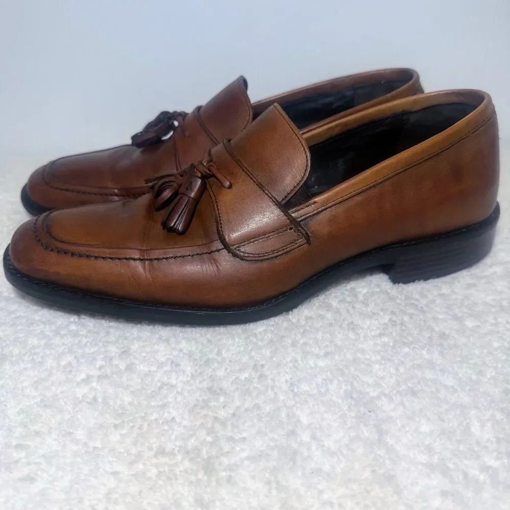 J. Murphy by Johnston & Murphy Men's Slip-On Cognac Loafers Tassel Size 9 1/3